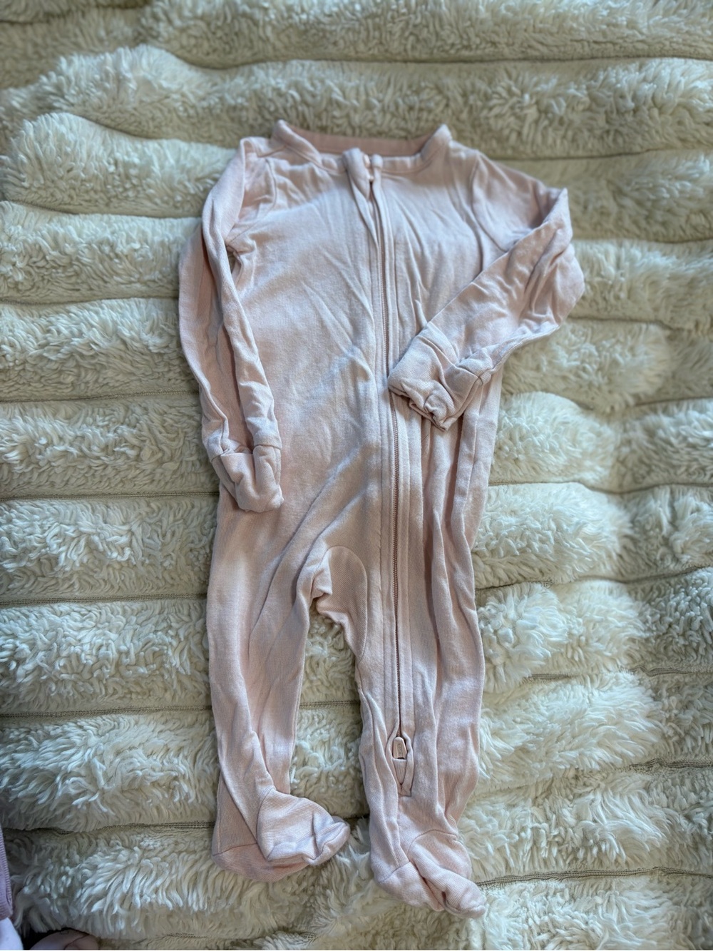 7/$30 Simplu Soft Light Pink Footed Zipper One-Piece Pajamas